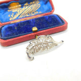 Sterling Silver Filigree Leaf Brooch Vintage c1970