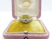 Sterling Silver Ring With Diamond Paste Gemstones Vintage c1970 Size P