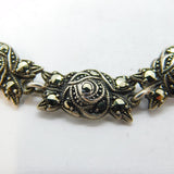Sterling Silver Marcasite Floral Panel Style Art Deco Bracelet Antique c1930