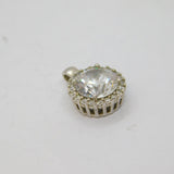 Sterling Silver Sparkling Multi-Stone CZ Round Charm Pendant Modern c1990s