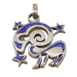 Studio Jewellery Sterling Silver Aries Zodiac Cast Pendant Vintage c1970