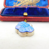 Sterling Silver & Dyed Blue Mother Of Pearl Butterfly Pendant Vintage c1970