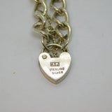 Sterling Silver Heart Padlock Clasp Curb Chain Bracelet Vintage c1970s
