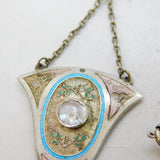 Charles Horner Art Deco Sterling Silver & Enamel Pendant Necklace Antique 1912