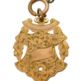 Victorian Rolled Gold Floral Pattern Fob Medal Antique c1880