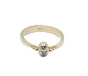 Sterling Silver Oval White Topaz Solitaire Dress Ring Vintage c1970 Size Q
