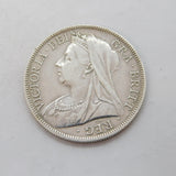 Queen Victoria .925 Silver Half Crown Coin Antique 1898 Very Fine Condition