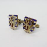 Pair of Sterling Silver & Enamel Masonic Crested Cufflinks Vintage Birmingham