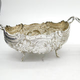 Scottish Victorian Boxed Pair of Sterling Silver Floral Bowls Antique Glasgow