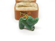Carved Nephrite Jade Elephant Charm Pendant Vintage c1970