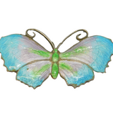 Sterling Silver & Colourful Enamel Butterfly Brooch Pin Antique c1940 Art Deco