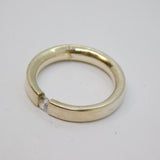 Sterling Silver White Topaz Modernist Band Ring Vintage c1970 Size N 1/2