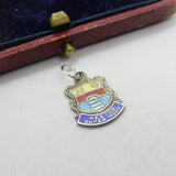 Sterling Silver and Enamel Weston Super Mare Shield Charm Pendant Vintage c1970