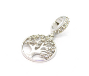Sterling Silver CZ Tree Of Life Slide On Charm  Vintage c2000