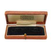 Brown Tooled Leather Jewellery Cufflinks Box Ipswich Antique c1920 Deco
