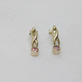 Pair of Sterling Silver Pink CZ Set Hinged Stud Drop Earrings Vintage c1970