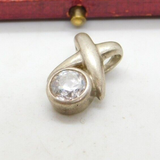 Sterling Silver Cubic Zirconia Cross Charm Pendant Vintage c1970