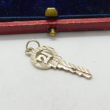 Sterling Silver Commemorative 21st Birthday Key Charm Pendant Vintage c1970