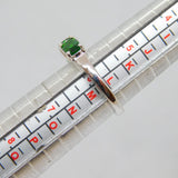 Sterling Silver Synthetic Emerald & White Sapphire Ring Vintage c1970 Size L 1/2