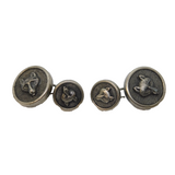 20th Century Pair of White Metal Fox Mask Hunting Cufflinks Antique c1930s