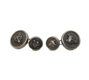 20th Century Pair of White Metal Fox Mask Hunting Cufflinks Antique c1930s