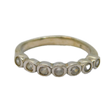 Sterling Silver 7 White Topaz Half Eternity Studio Ring Vintage c1970 Size O