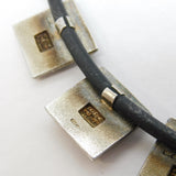 Yves Saint Laurent Sterling Silver Black Leather Necklace Vintage c1990 French
