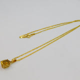Gold On Sterling Silver Faceted Citrine Flat Anchor Chain Necklace Modern c2000