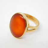 9ct Yellow Gold & Red Agate Signet Ring Vintage 1973 London