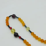 Large Graduating Mixed Colour Amber & Cherry Amber Medallion Necklace Vintage