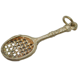 Sterling Silver Tennis Racket Charm Pendant Vintage c1970