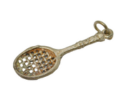 Sterling Silver Tennis Racket Charm Pendant Vintage c1970