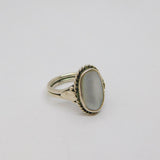 Sterling Silver Mother Of Pearl Art Deco Style Ring Vintage c1970 Size G 1/2