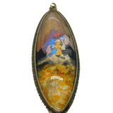 Sterling Silver Morpho Butterfly Lady Portrait Long Drop Pendant Antique c1930
