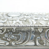 Victorian Sterling Silver Floral Pattern Jewellery Box Antique 1899 Sheffield