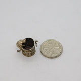 Sterling Silver Moving Cat On Dustbin Charm Pendant Vintage c1970s
