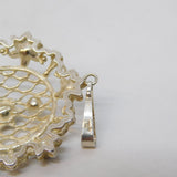 Sterling Silver, Topaz & Pearl Antique Style Floral Drop Pendant Vintage