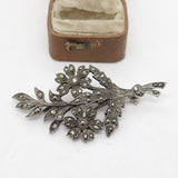 Sterling Silver Marcasite Set Floral Art Deco Style Brooch 1964 Birmingham