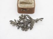 Sterling Silver Marcasite Set Floral Art Deco Style Brooch 1964 Birmingham