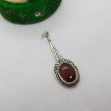Sterling Silver Carnelian Drop Charm Pendant Vintage c1970