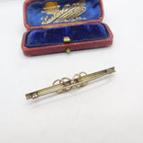 Sterling Silver & Opaline Glass Bead Bar Brooch Vintage c1970