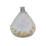 Sterling Silver AB Coated Glass Thistle Engraved Charm Pendant Vintage c1970