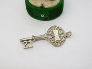 Sterling Silver Nuvo 21st Birthday Key Charm Pendant Vintage c1970