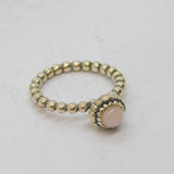 Sterling Silver Rose Quartz Beaded Style Stacking Ring Contemporary c2000 Size J
