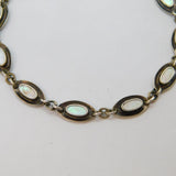 Sterling Silver Mother Of Pearl Oval Form Panel Studio Bracelet Vintage c1970s