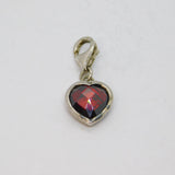 Sterling Silver Faceted Red Glass Heart Clip On Charm Pendant Modern c2000s
