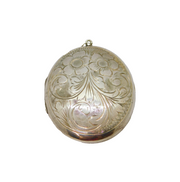 Sterling Silver Large Oval Floral Double Locket Pendant Vintage 1968 Birmingham