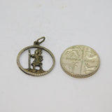 Sterling Silver Cut Out St Christopher Travel Charm Pendant Vintage c1970