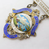 Sterling Silver Enamel Ladies Auxiliary Trade Fob Medal Vintage London