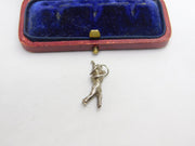 Sterling Silver Golfing Golfer Charm Pendant Vintage c1970